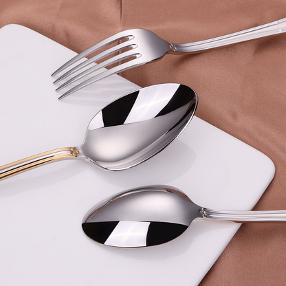 ELiTA Essentials 20-Piece Saranda Flatware Set – Silver with Gold Accents, 18/10 Stainless Steel, Service for 4
