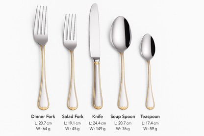 ELiTA Essentials 20-Piece Saranda Flatware Set – Silver with Gold Accents, 18/10 Stainless Steel, Service for 4