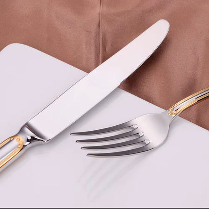 ELiTA Essentials 20-Piece Saranda Flatware Set – Silver with Gold Accents, 18/10 Stainless Steel, Service for 4