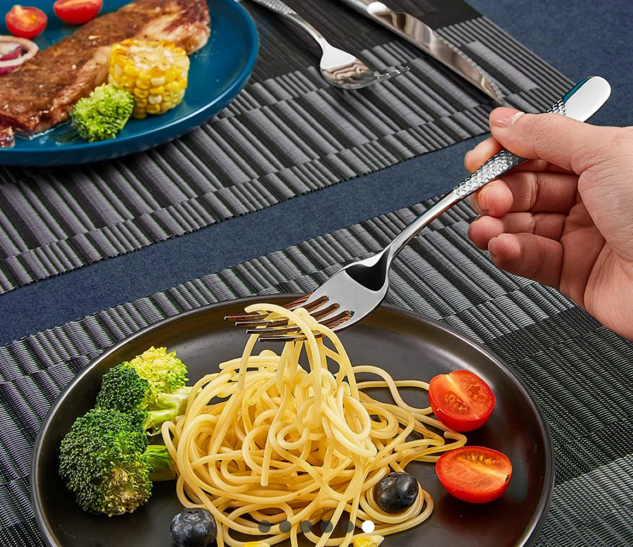 ELiTA ESSENTIALS Luxury 24-Piece Star Diamond Flatware Set – Silver | 304 Stainless Steel | Service for 6