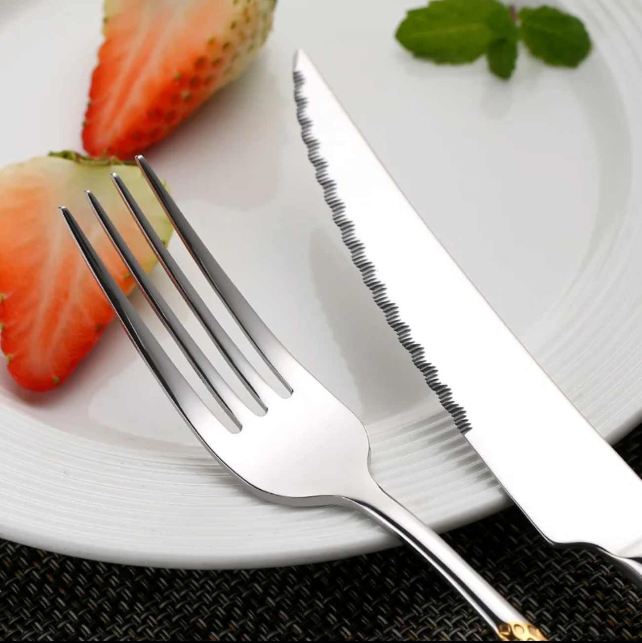 ELiTA ESSENTIALS Luxury 24-Piece Star Diamond Flatware Set – Silver | 304 Stainless Steel | Service for 6