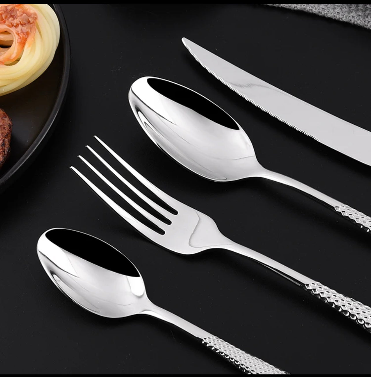 ELiTA ESSENTIALS Luxury 24-Piece Star Diamond Flatware Set – Silver | 304 Stainless Steel | Service for 6