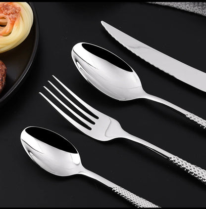 ELiTA ESSENTIALS Luxury 24-Piece Star Diamond Flatware Set – Silver | 304 Stainless Steel | Service for 6