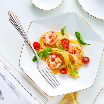 ELiTA Essentials 24-Piece Flatware Set – Silver with Gold Accents, 18/10 Stainless Steel, Service for 6