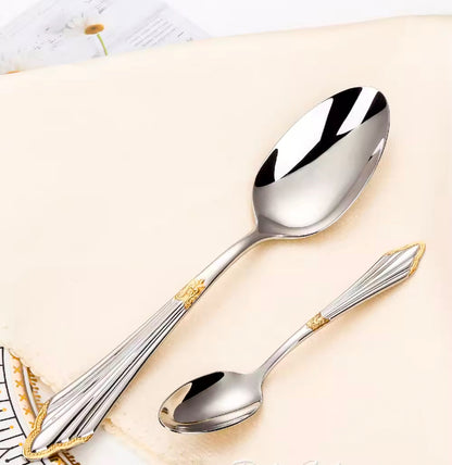 ELiTA Essentials 24-Piece Flatware Set – Silver with Gold Accents, 18/10 Stainless Steel, Service for 6