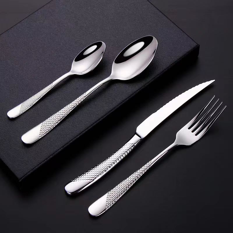ELiTA ESSENTIALS Luxury 24-Piece Star Diamond Flatware Set – Silver | 304 Stainless Steel | Service for 6
