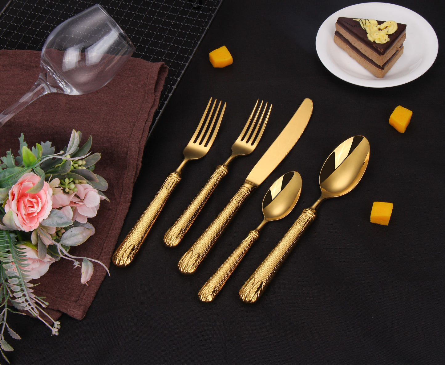 Elita Essentials Luxury 20-Piece Gold Flatware Set | 18/10(304)Stainless Steel | Service for 4