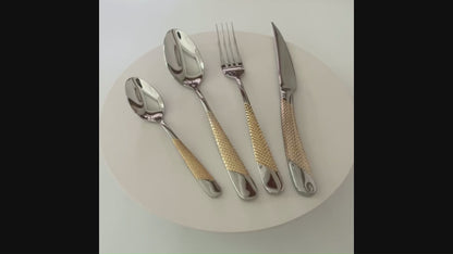ELiTA ESSENTIALS Luxury 24-Piece Star Diamond Flatware Set – Silver | 304 Stainless Steel | Service for 6