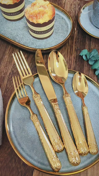 ELiTA Essentials 20-Piece Flatware Set – Gold Finish, 18/10 Stainless Steel, Service for 4