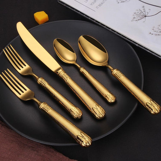 Elita Essentials Luxury 20-Piece Gold Flatware Set | 18/10(304)Stainless Steel | Service for 4